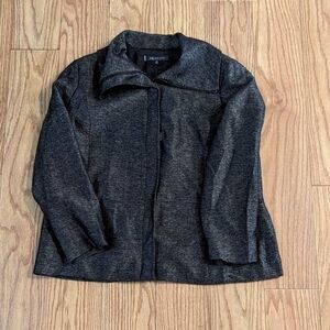 Plus size Anne Klein gray full-zip wood blend jacket, size 18W